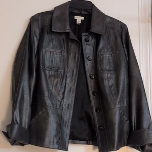 Elegant Black Leather Women's Jacket